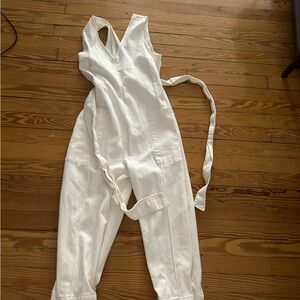 White jumpsuit with criss cross back